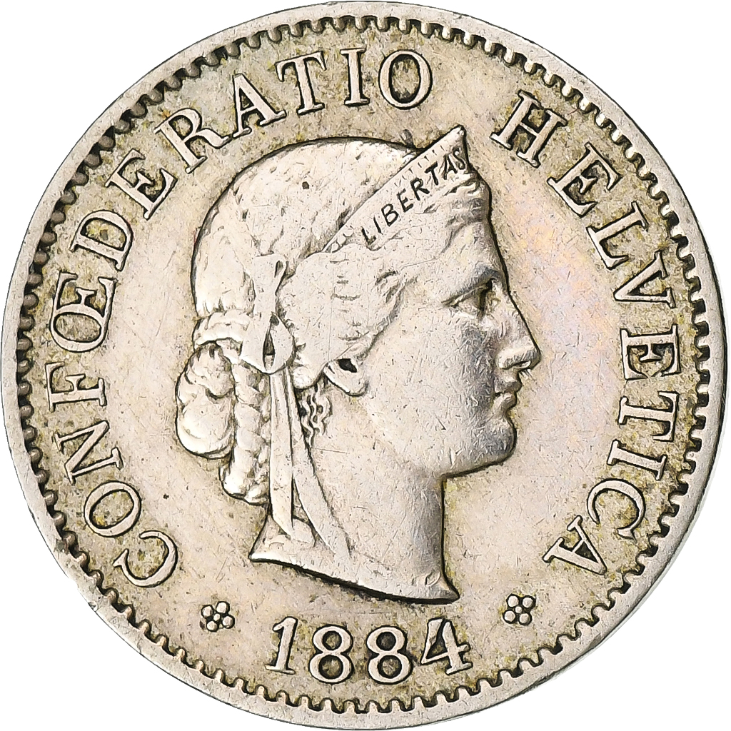 Switzerland, 5 Rappen, Libertas, 1884, Bern, Copper-nickel, , KM:26