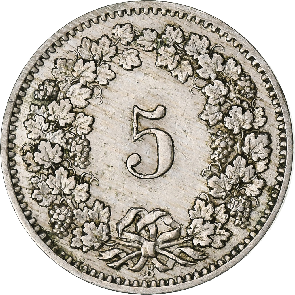 Switzerland, 5 Rappen, Libertas, 1888, Bern, Copper-nickel, , KM:26