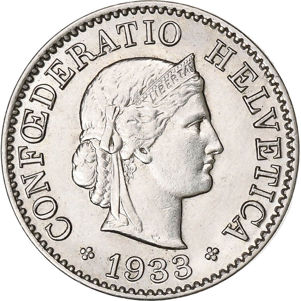 Switzerland, 5 Rappen, Libertas, 1933, Bern, Nickel, , KM:26