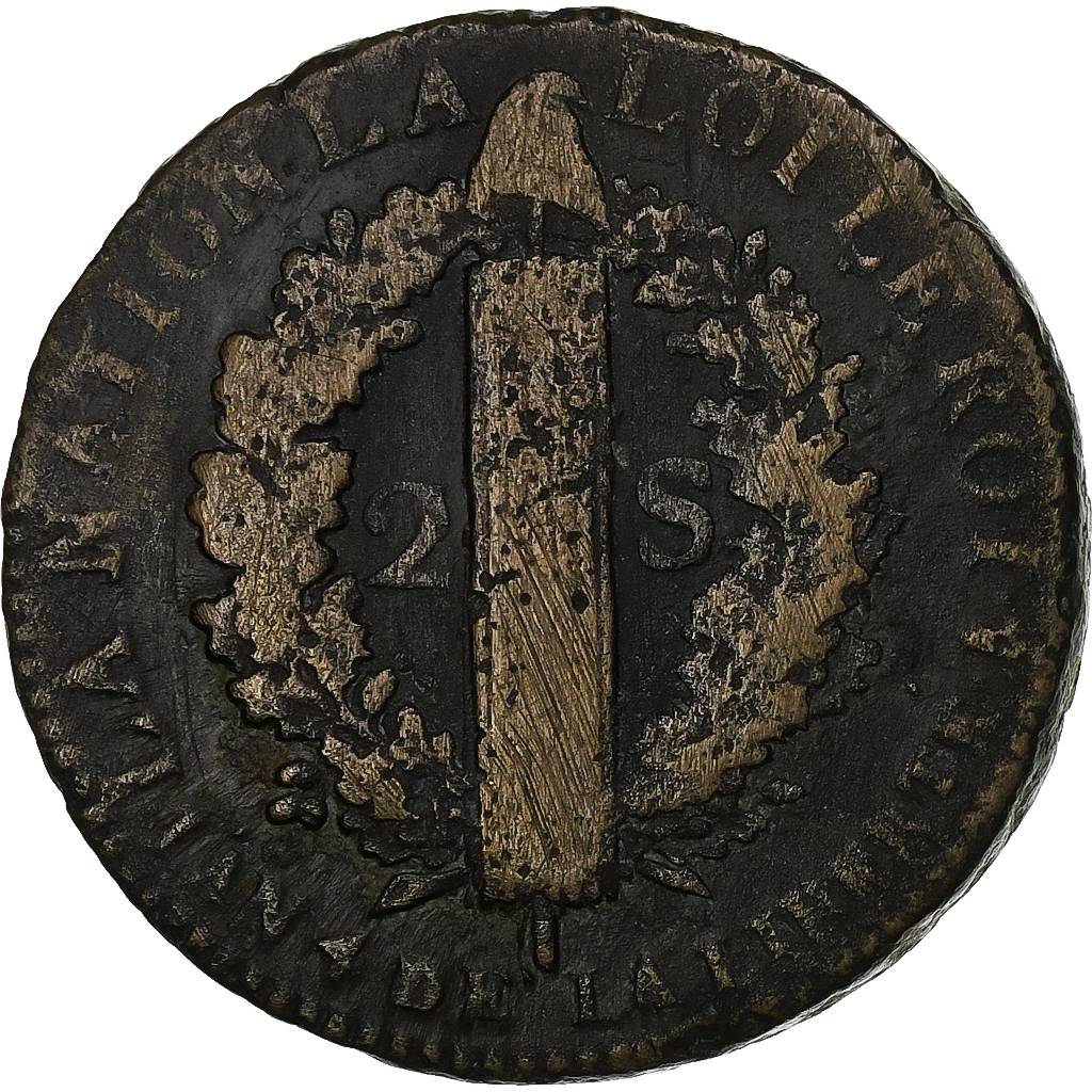 France, 2 Sols, 1792 / AN 4, Lille, Métal de cloche, , Gadoury:25