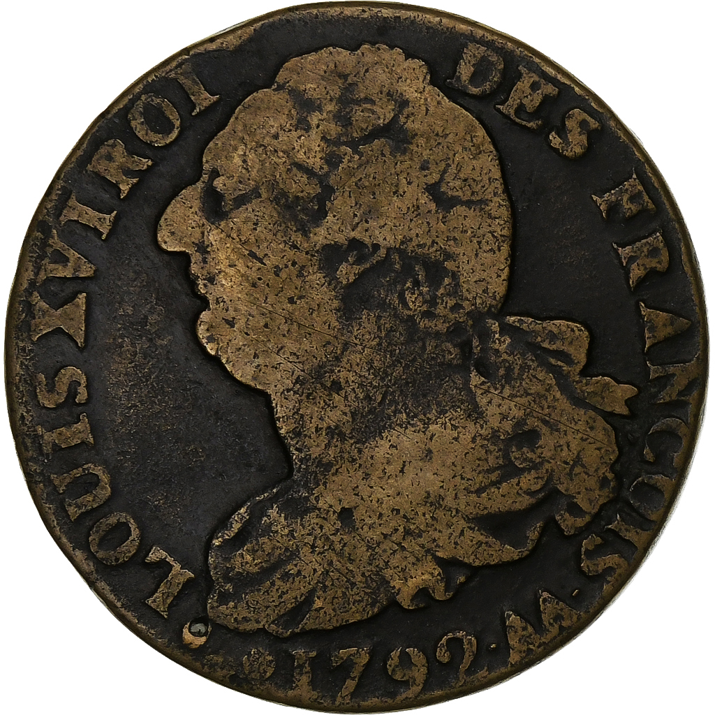 France, 2 Sols, 1792 / AN 4, Metz, Métal de cloche, , Gadoury:25