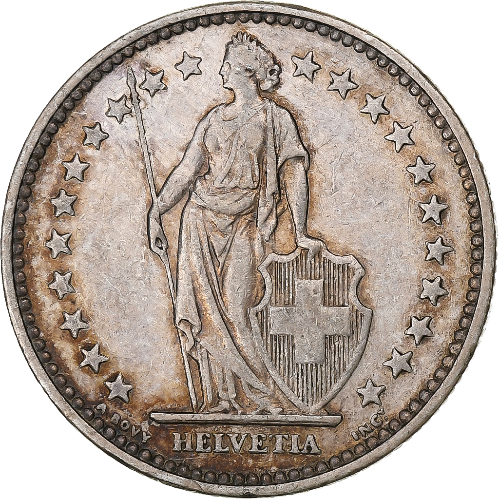 Switzerland, 2 Francs, Helvetia, 1914, Bern, Silver, , KM:21