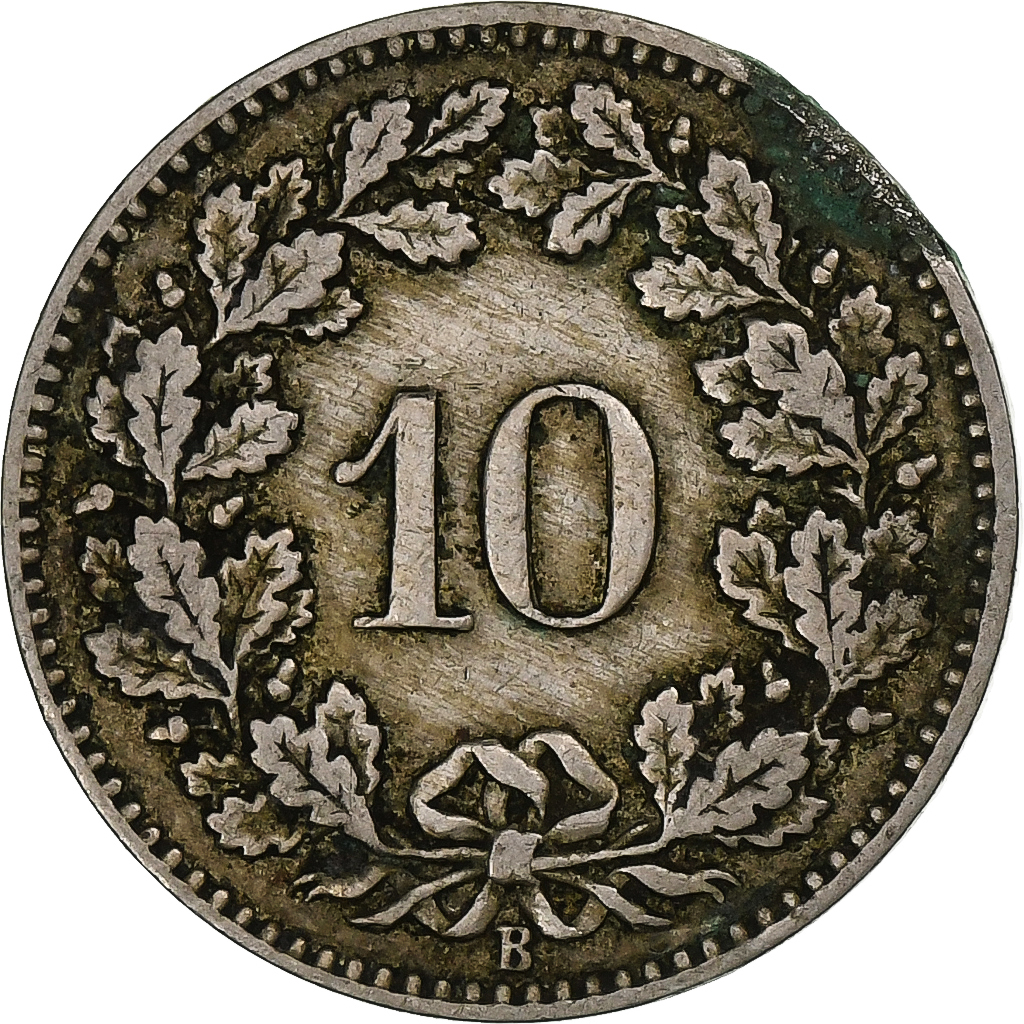Switzerland, 10 Rappen, Libertas, 1879, Bern, Copper-nickel, , KM:27