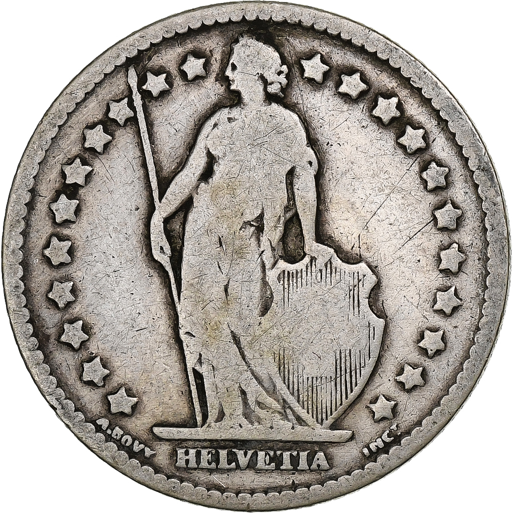 Switzerland, Franc, Helvetia, 1880, Bern, Silver, , KM:29a