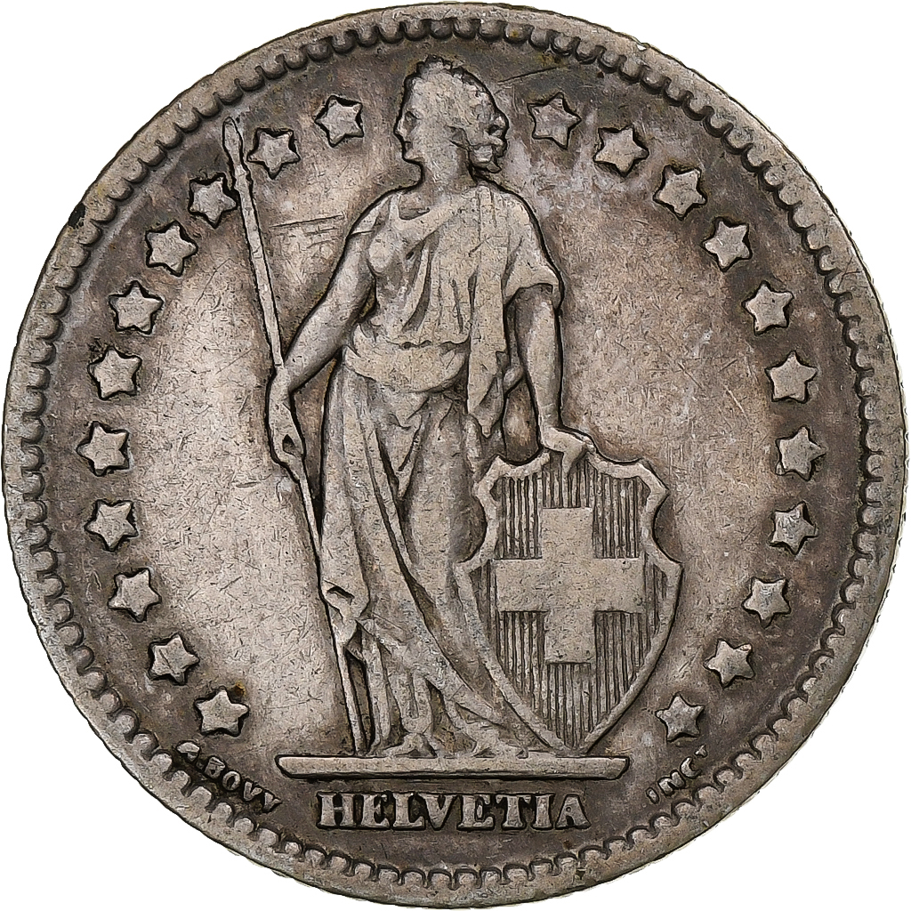 Switzerland, Franc, Helvetia, 1907, Bern, Silver, , KM:29a