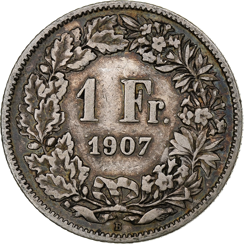 Switzerland, Franc, Helvetia, 1907, Bern, Silver, , KM:29a