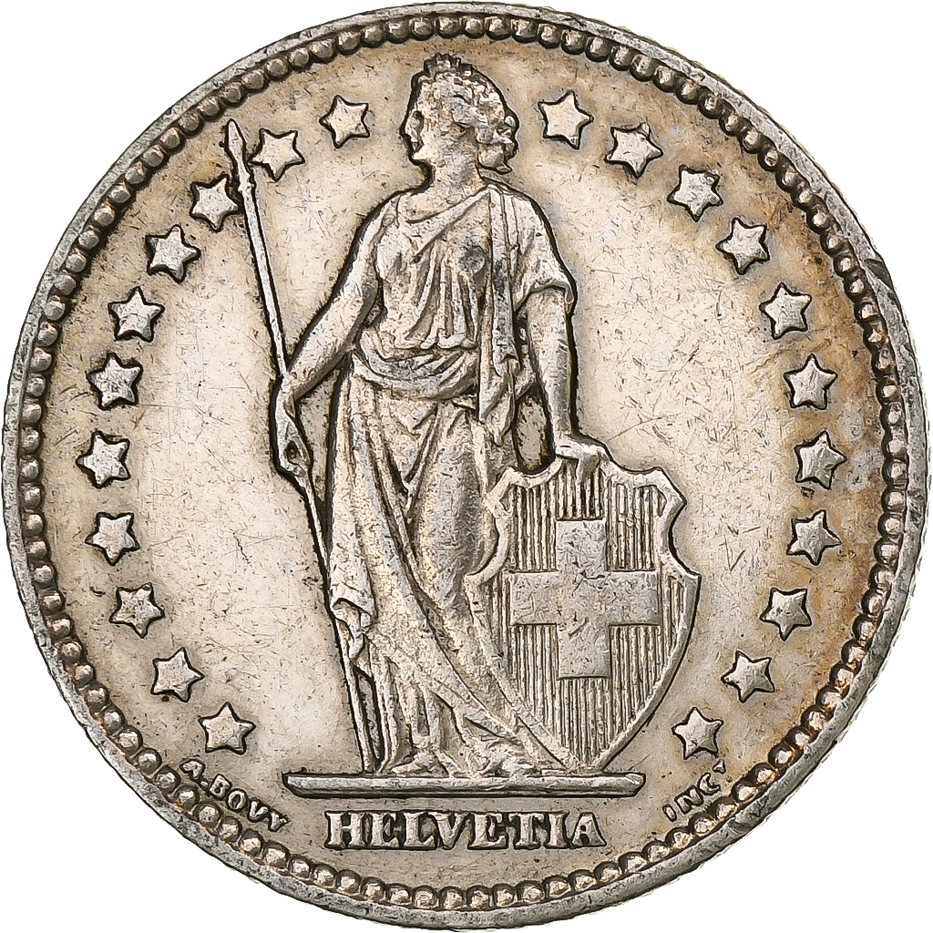 Switzerland, Franc, Helvetia, 1908, Bern, Silver, , KM:29a