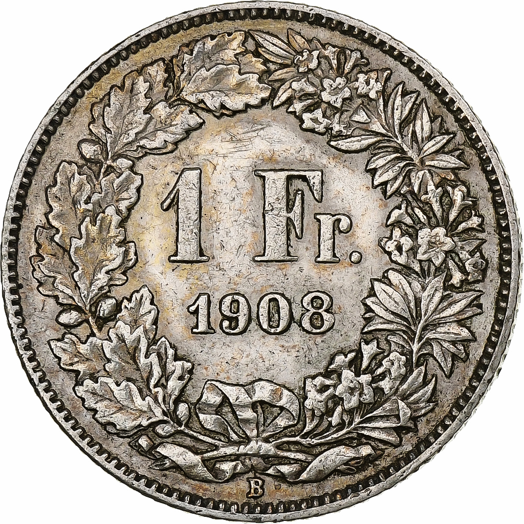 Switzerland, Franc, Helvetia, 1908, Bern, Silver, , KM:29a