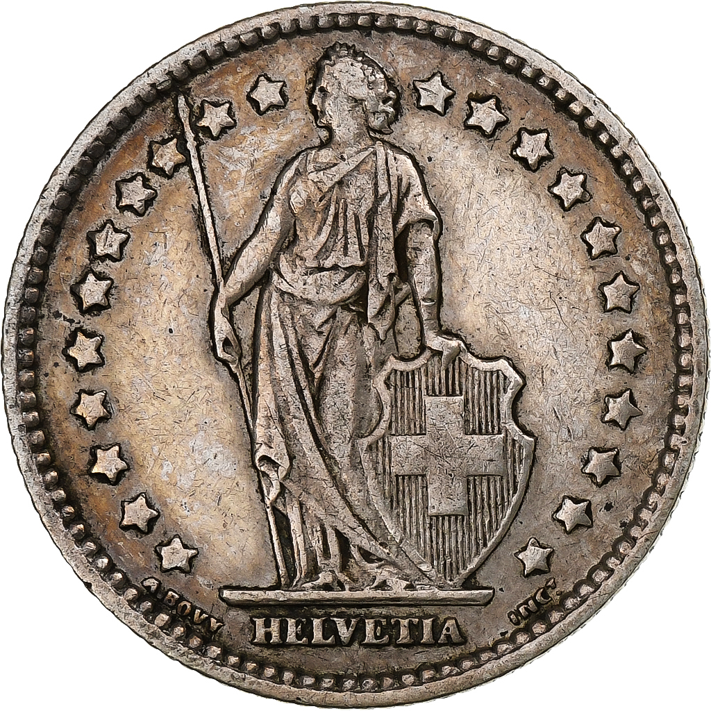 Switzerland, Franc, Helvetia, 1911, Bern, Silver, , KM:29a