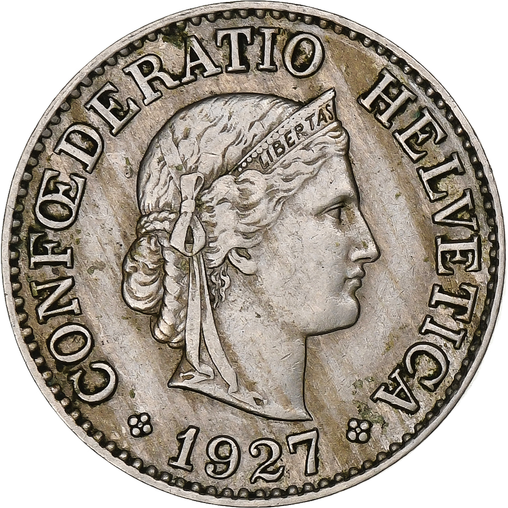 Switzerland, 10 Rappen, Libertas, 1927, Bern, Copper-nickel, , KM:27