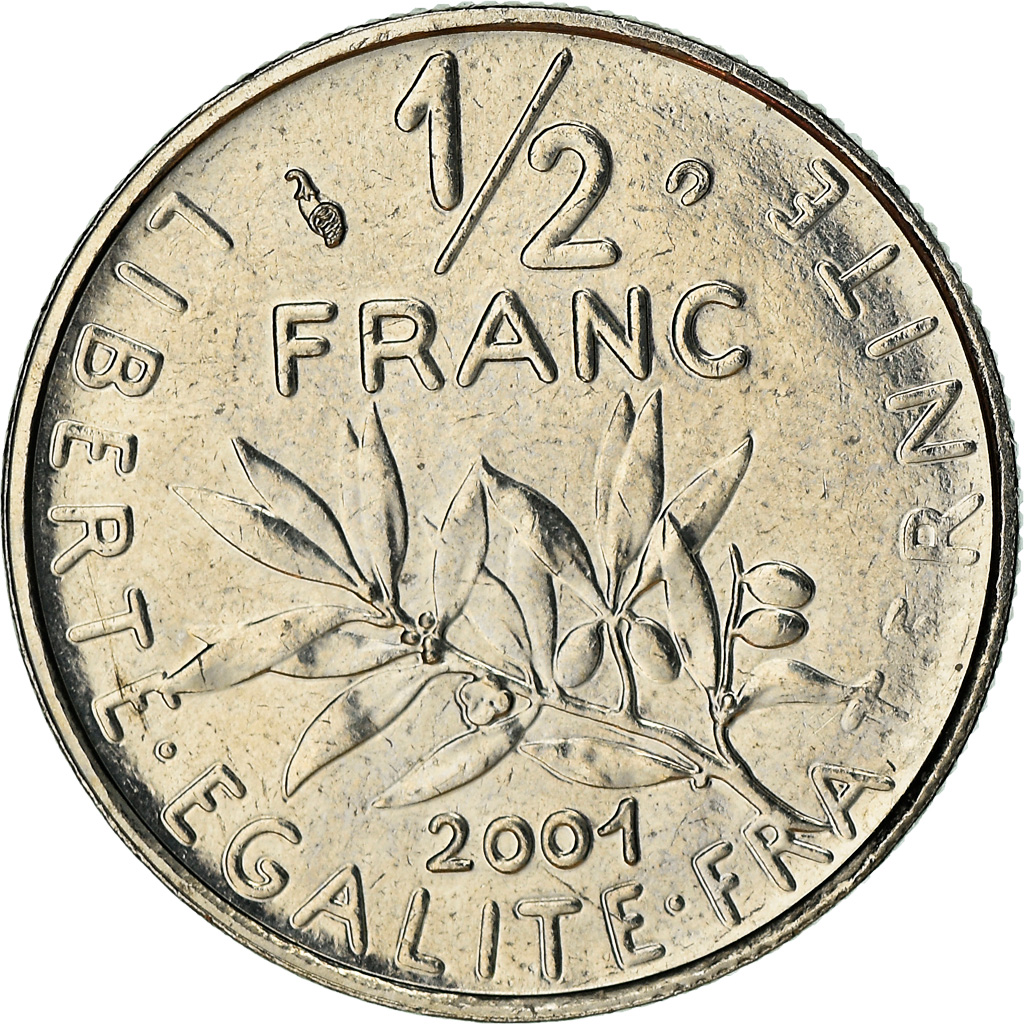 Coin, France, Semeuse, 1/2 Franc, 2001, Pessac, BU, , Nickel, KM:931.2