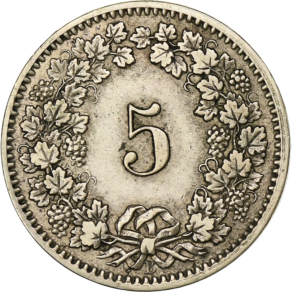 Switzerland, 5 Rappen, 1874, Bern, Billon, , KM:5