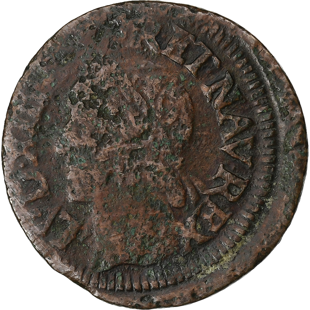 France, Louis XIII, Double tournois de Warin, 1642, La Rochelle, Copper