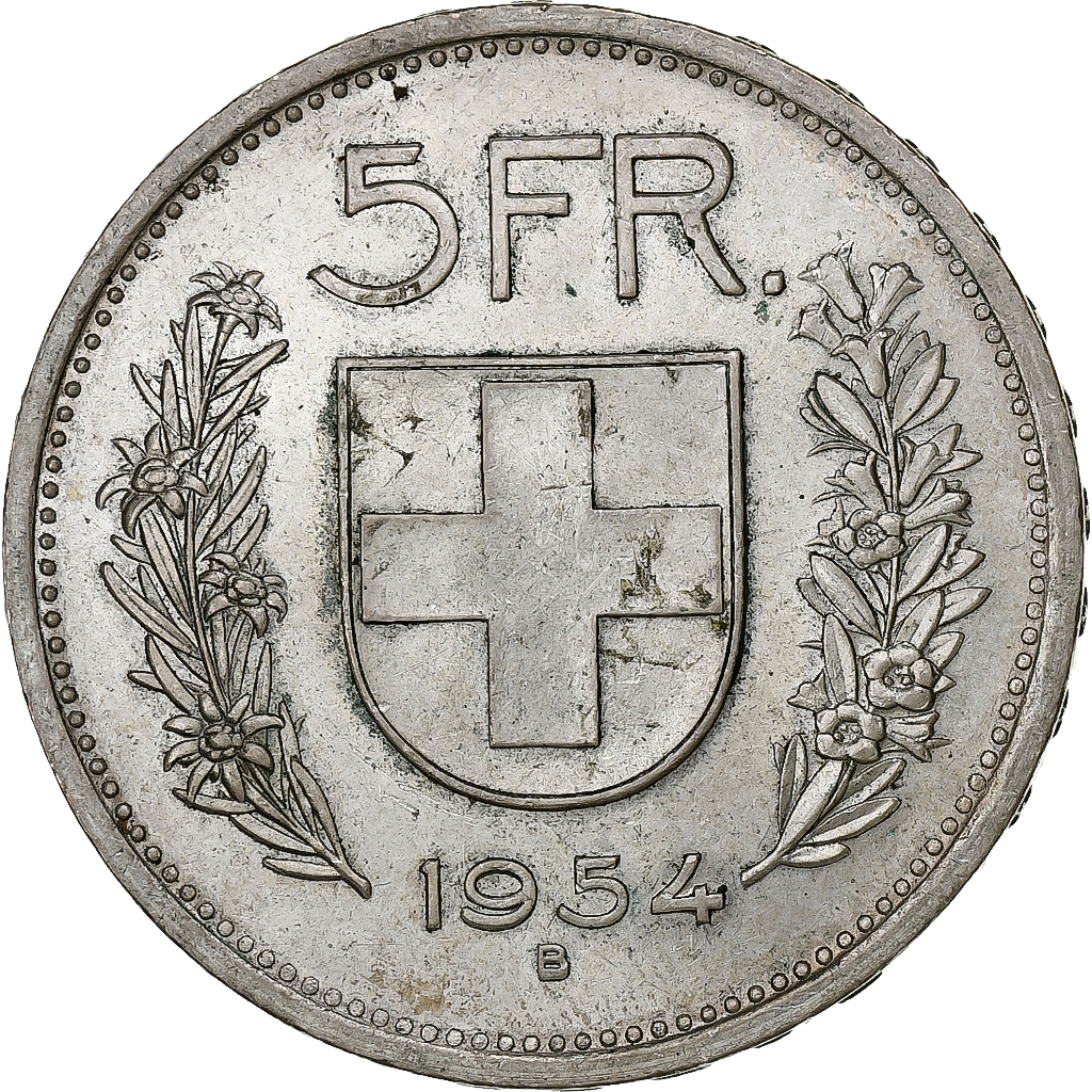 Switzerland, 5 Francs, Herdsman, 1954, Bern, Silver, , KM:40