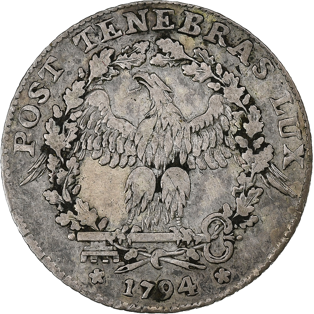 SWISS CANTONS, GENEVA, 15 Sols, 1794, Silver, , KM:97