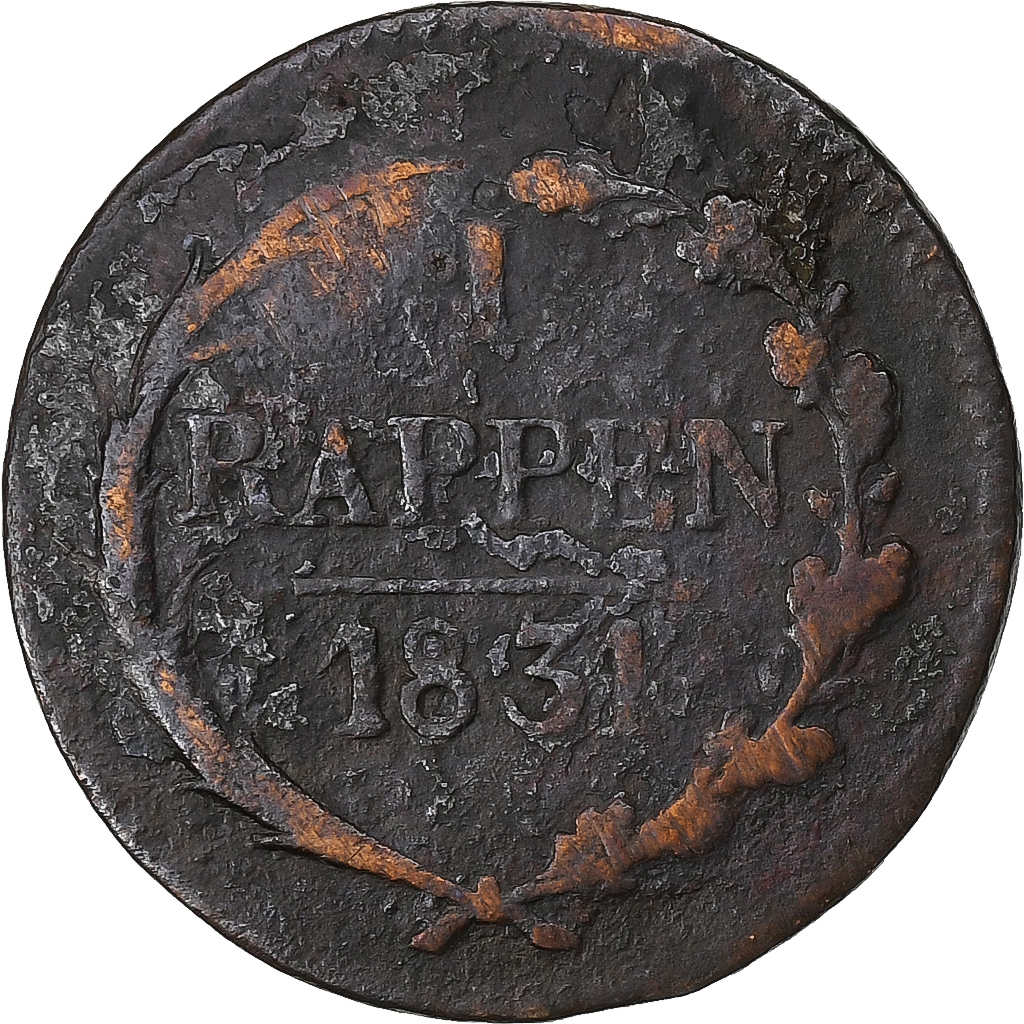 SWISS CANTONS, LUZERN, 1 Rappen, 1831, Bern, Copper, , KM:115