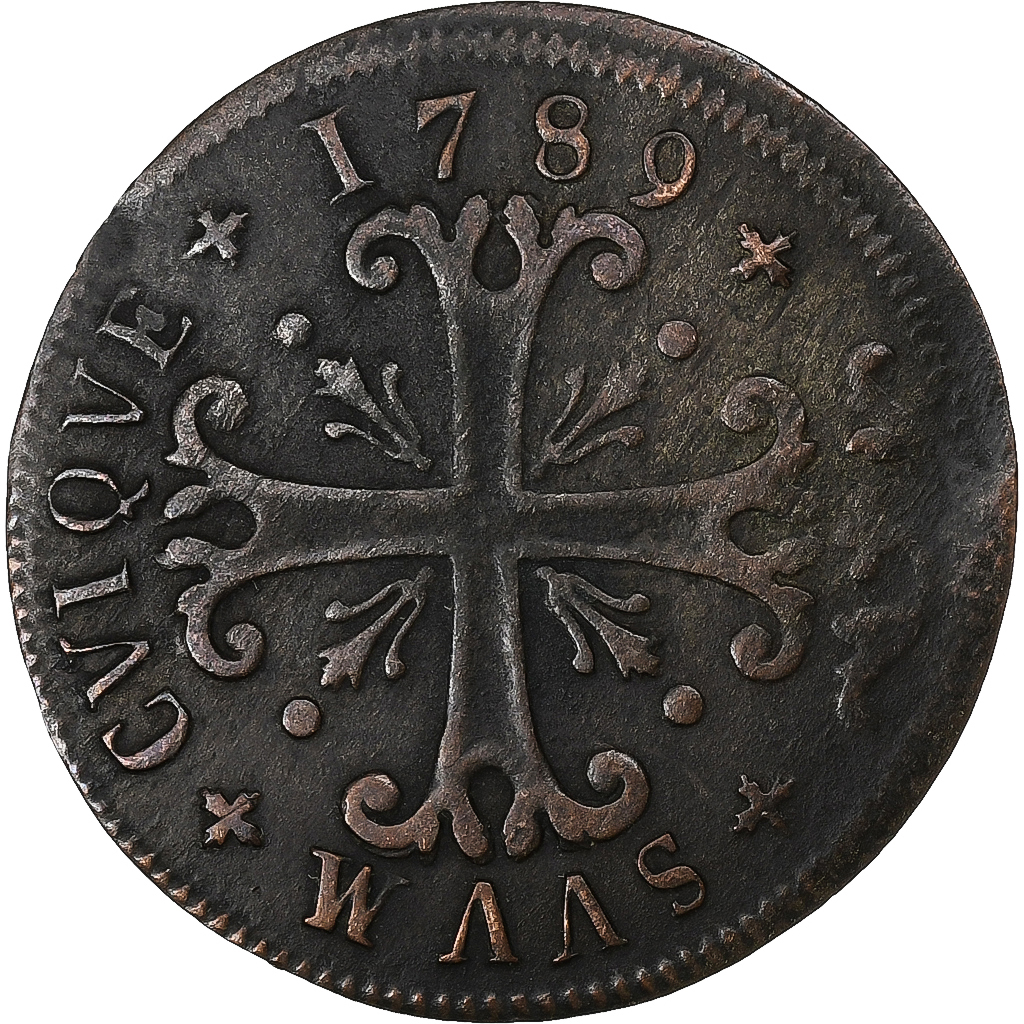 SWISS CANTONS, NEUCHATEL, 1/2 Batzen, 1789, Billon, 