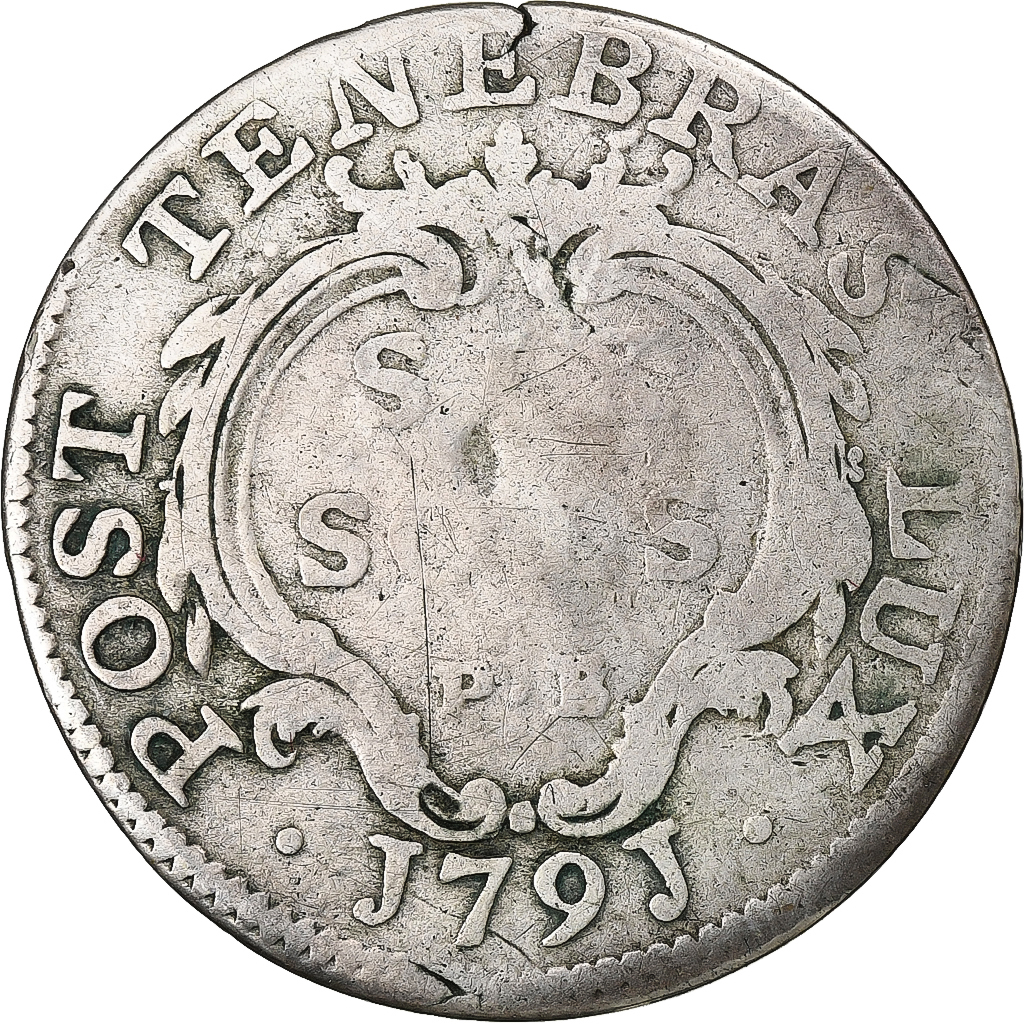 SWISS CANTONS, GENEVA, 6 Sols, 1791, Bern, Billon, 
