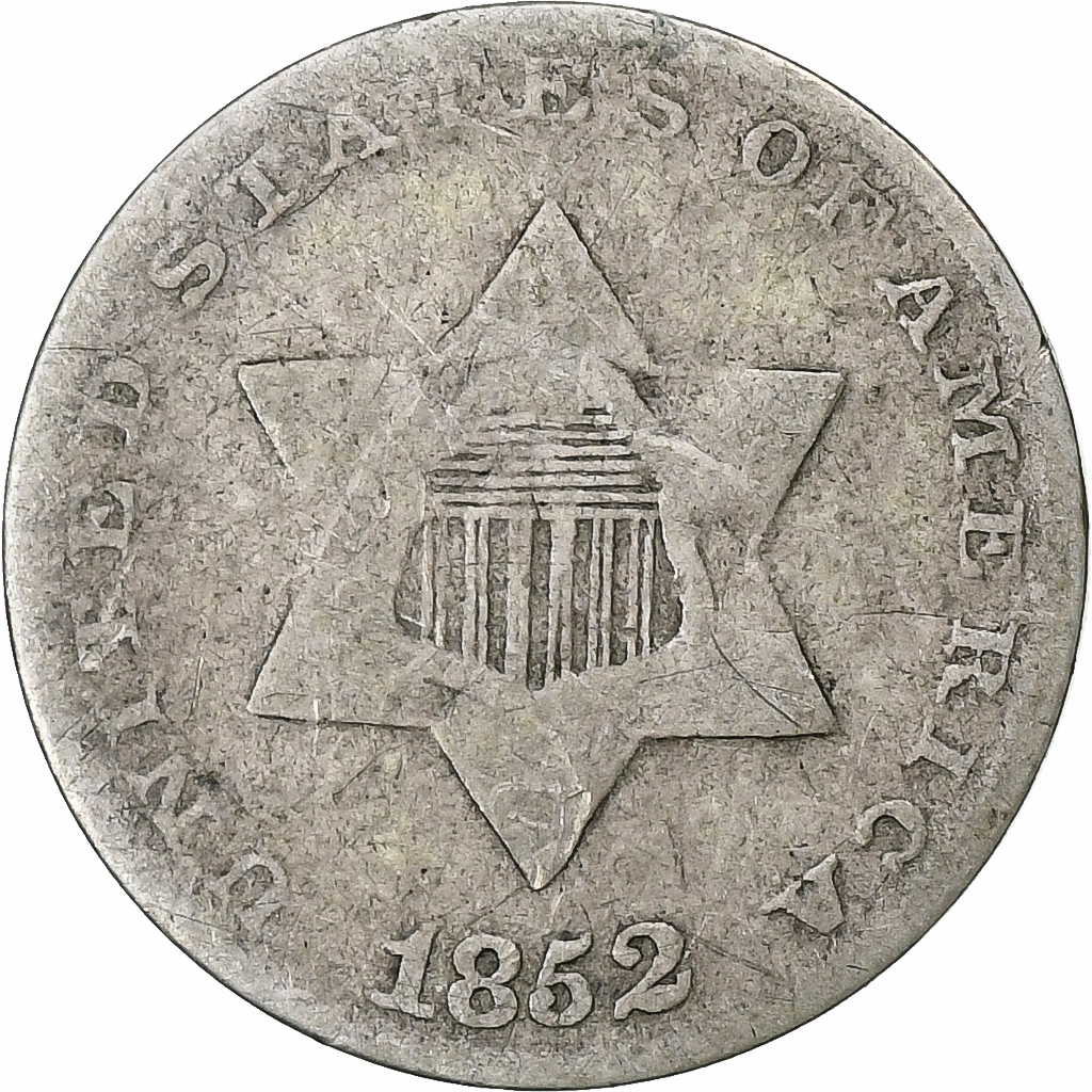United States, Silver 3 Cents, 1852, Philadelphia, Silver, 