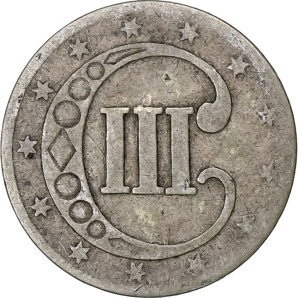 United States, Silver 3 Cents, 1852, Philadelphia, Silver, 