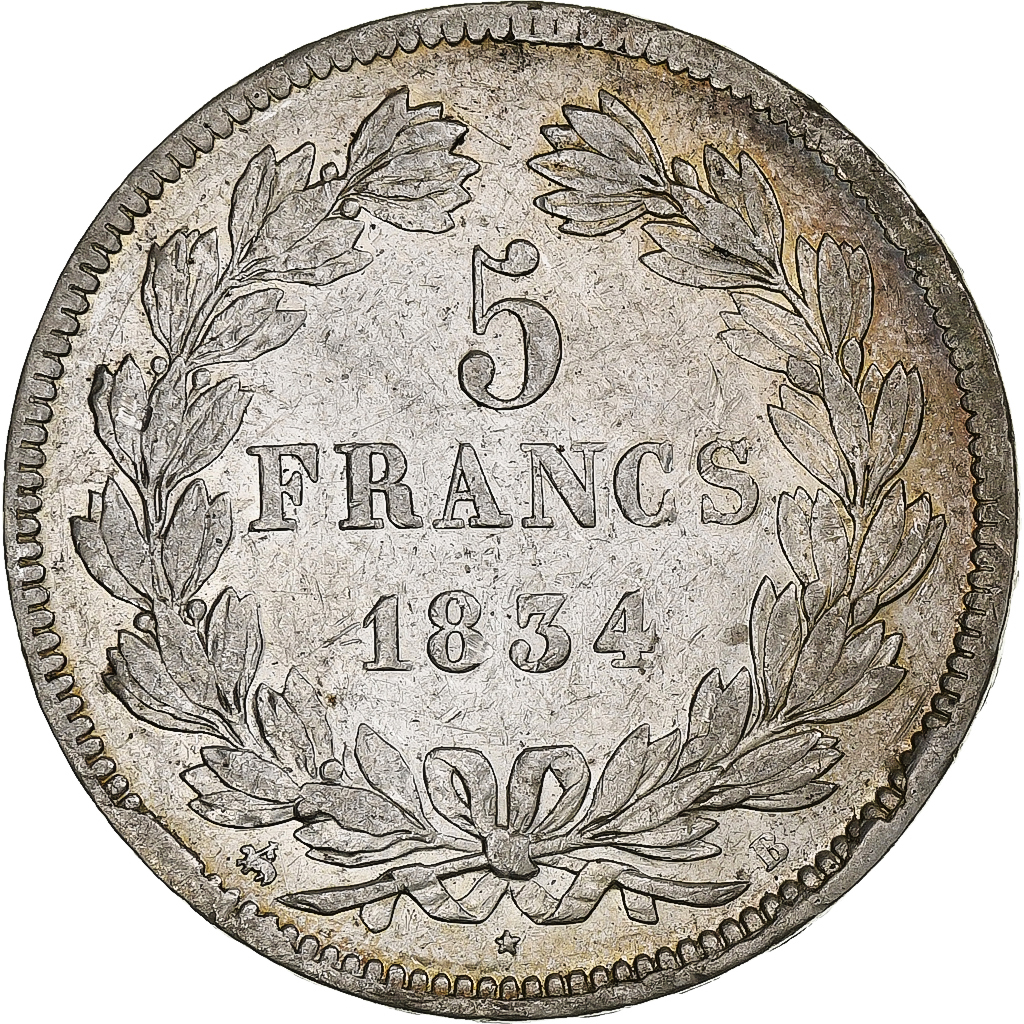 France, Louis-Philippe, 5 Francs, 1834, Rouen, Silver, , Gadoury:678