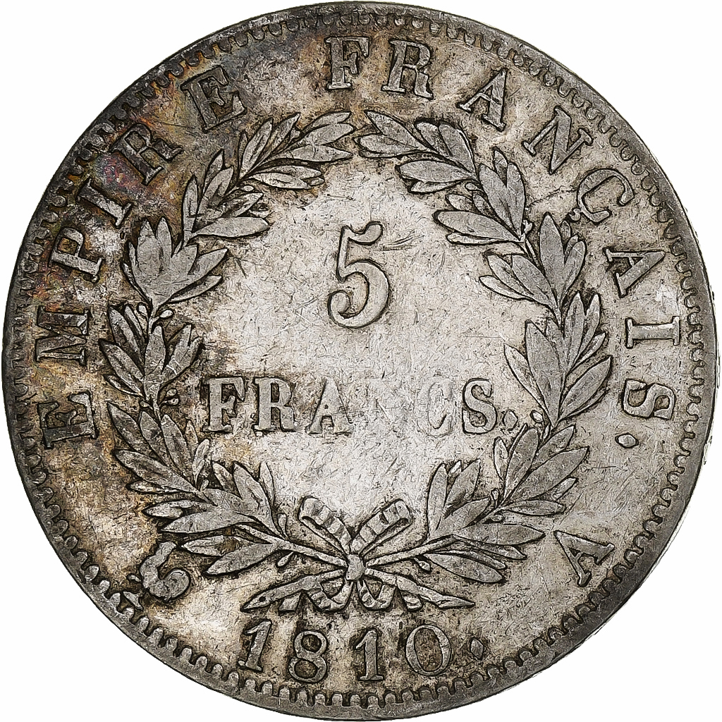 France, Napoleon I, 5 Francs, 1810, Paris, Silver, , Gadoury:584