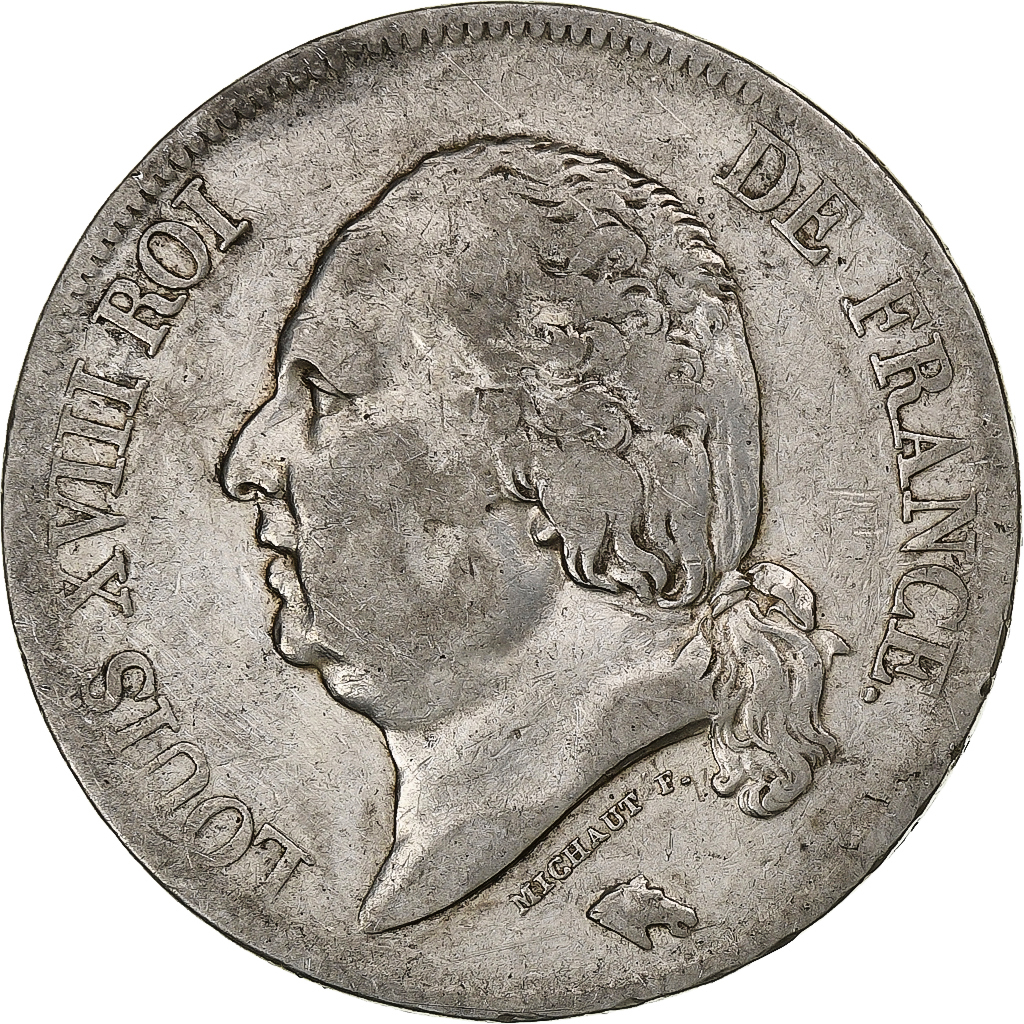 France, Louis XVIII, 5 Francs, 1821, Lille, Silver, VF(30-35), Gadoury:614