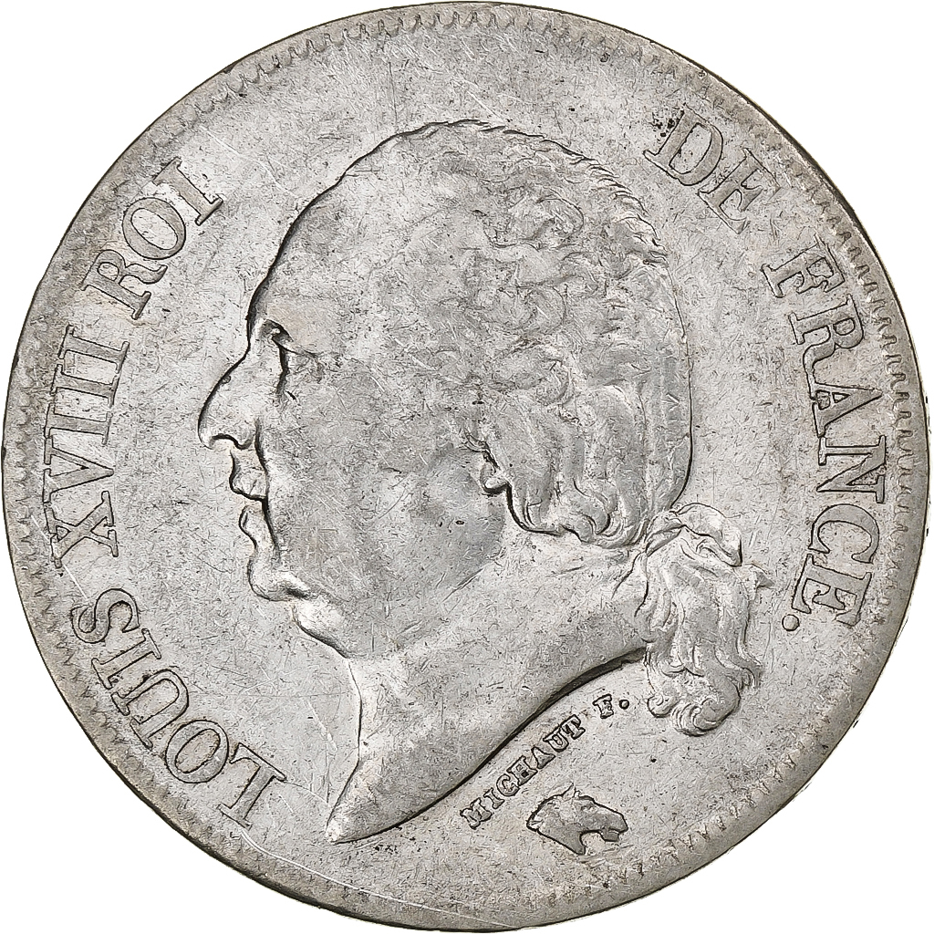 France, Louis XVIII, 5 Francs, 1824, Lille, Silver, , Gadoury:614