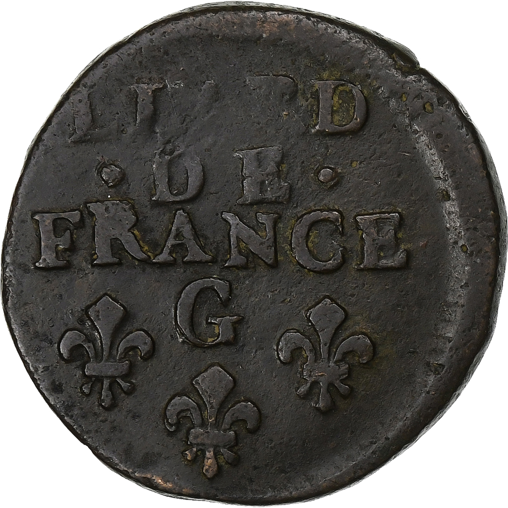 France, Louis XIV, Liard, 1696, Poitiers, Copper, , Gadoury:81