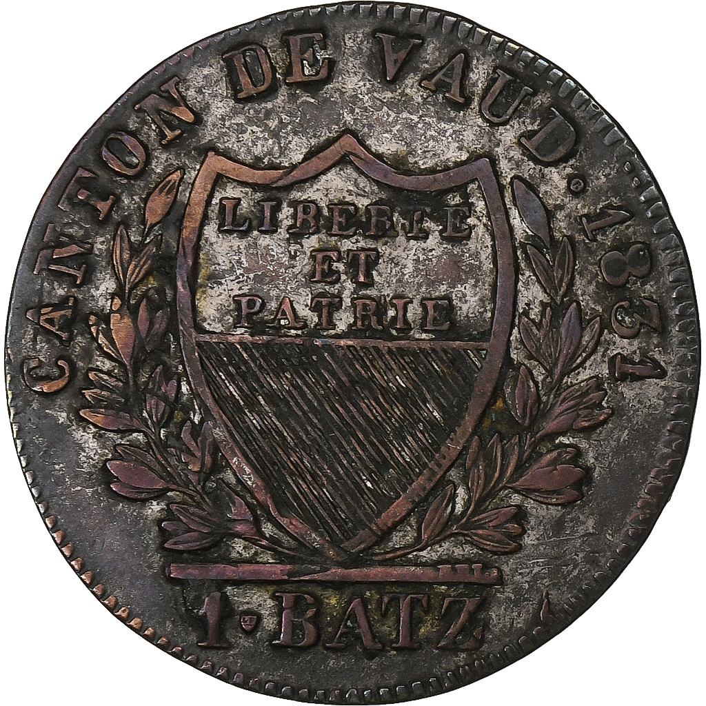 Swiss Cantons, Vaud, 1 Batz, 1831, Billon, , KM:20