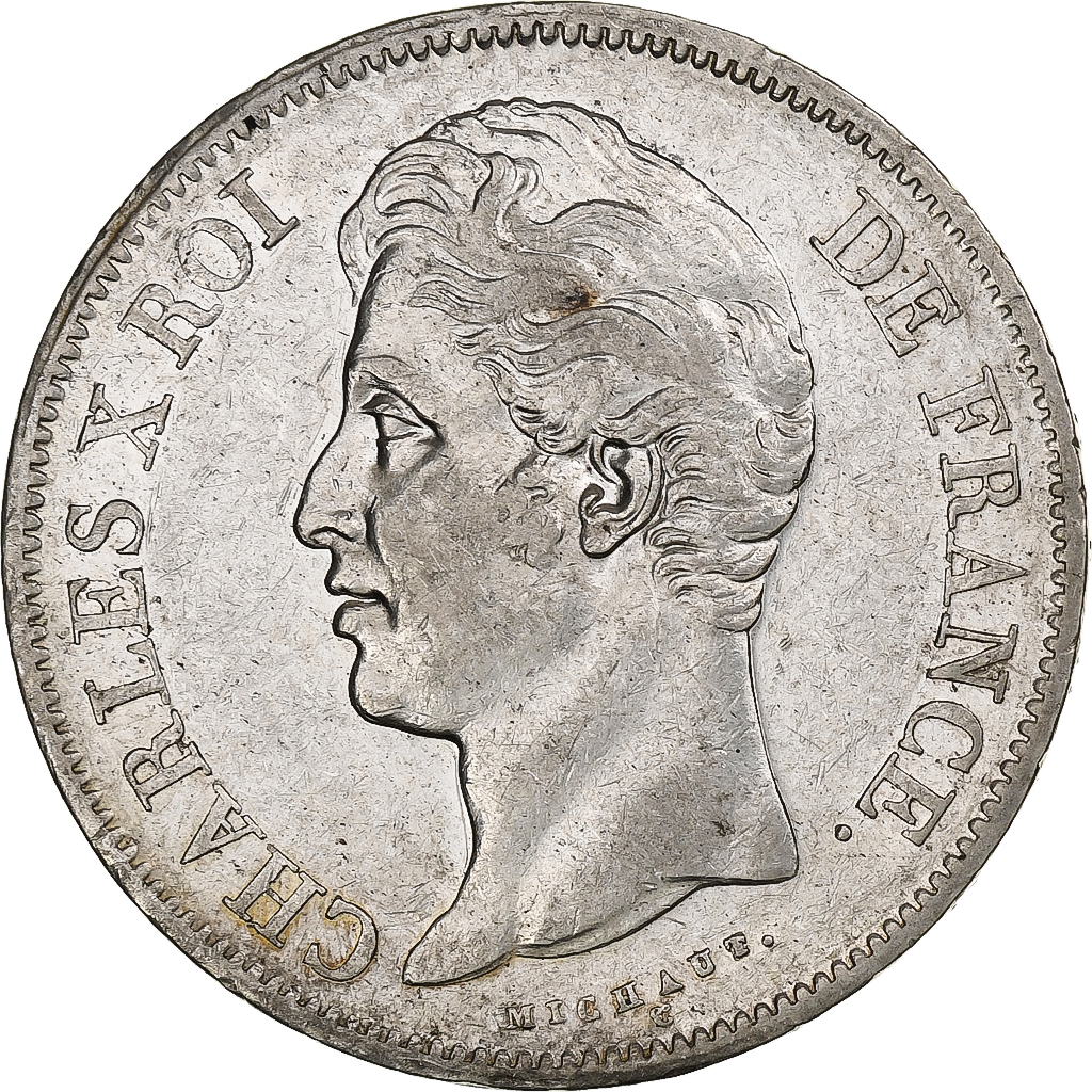 France, Charles X, 5 Francs, 1828, Lille, Silver, AU, Gadoury:644