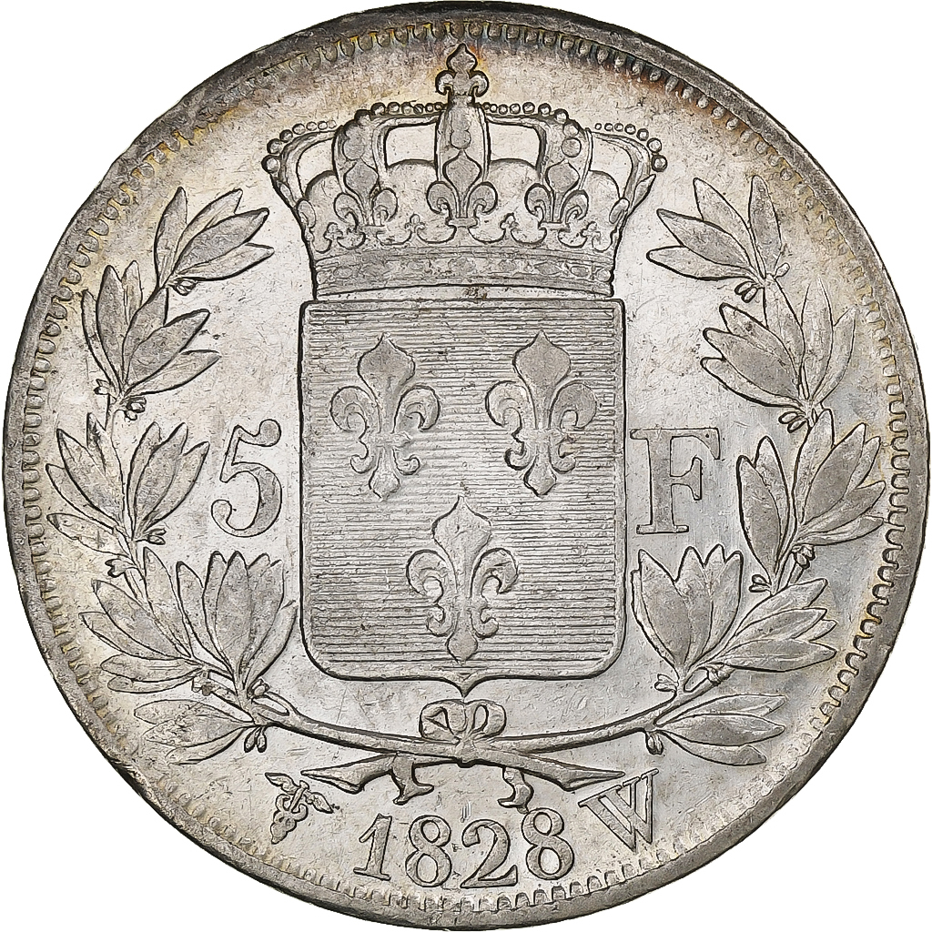 France, Charles X, 5 Francs, 1828, Lille, Silver, AU, Gadoury:644