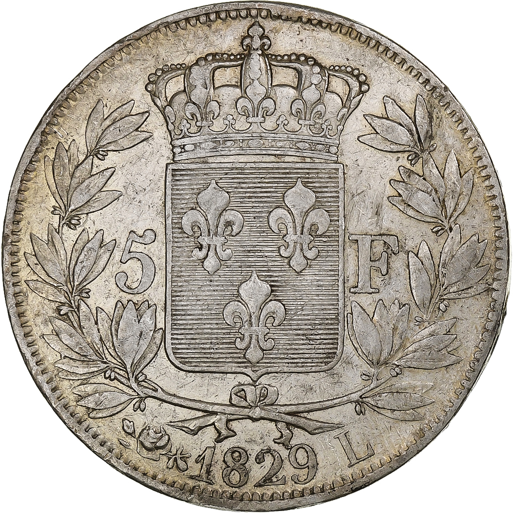 France, Charles X, 5 Francs, 1829, Bayonne, Silver, , Gadoury:644