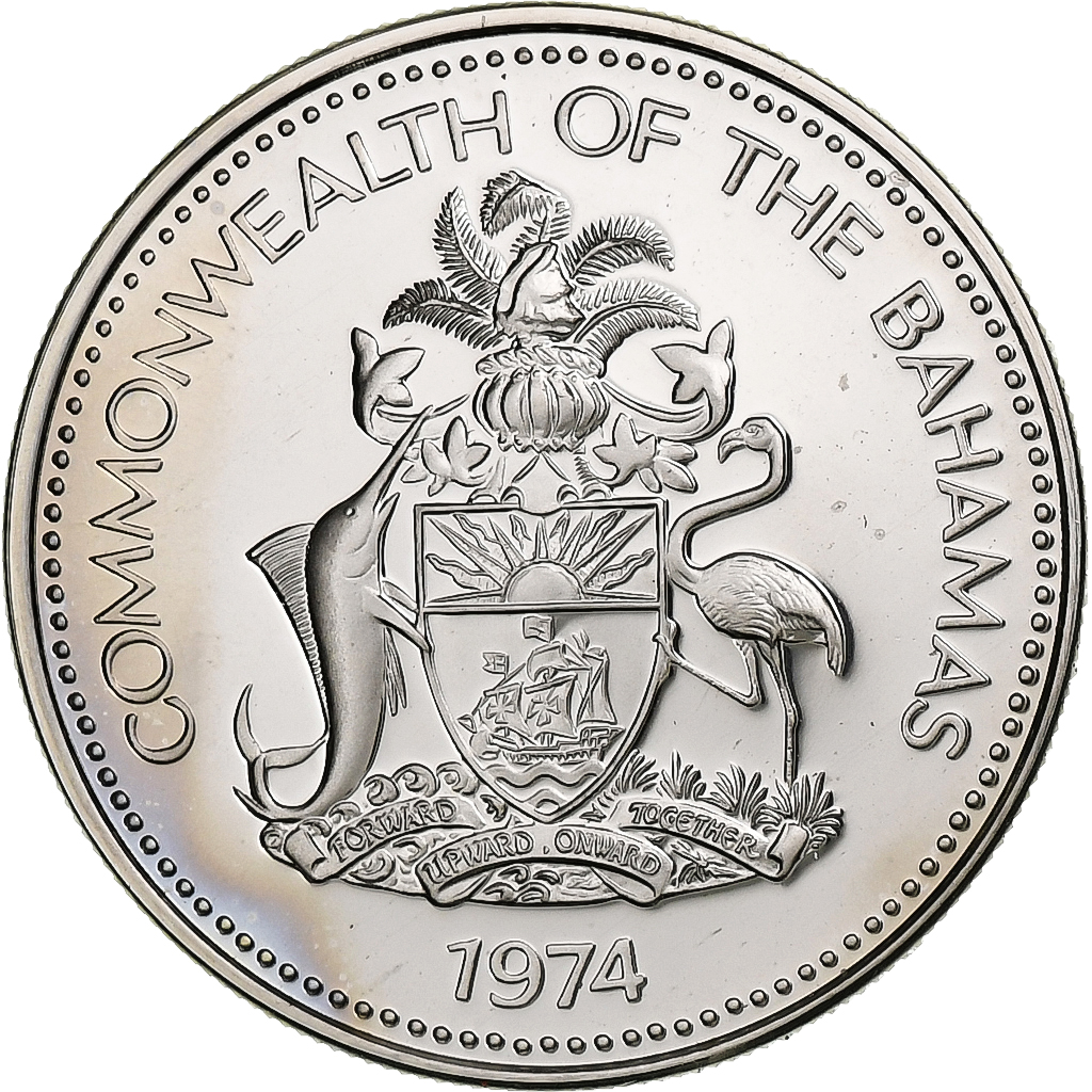 Bahamas, Elizabeth II, 25 Cents, 1974, Franklin Mint, Nickel, , KM:63
