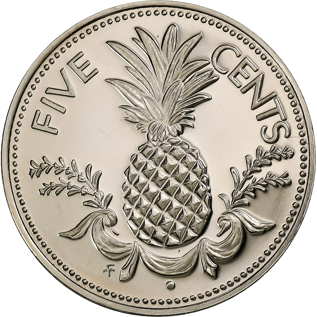 Bahamas, Elizabeth II, 5 Cents, 1975, Franklin Mint, Proof, Copper-nickel