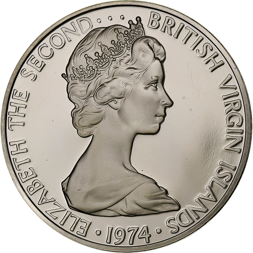 British Virgin Islands, Elizabeth II, 50 Cents, 1974, Franklin Mint, Proof