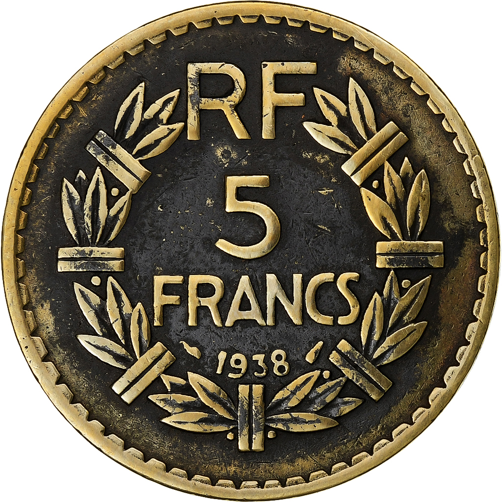 France, 5 Francs, Lavrillier, 1938, Paris, Nickel, , Gadoury:760