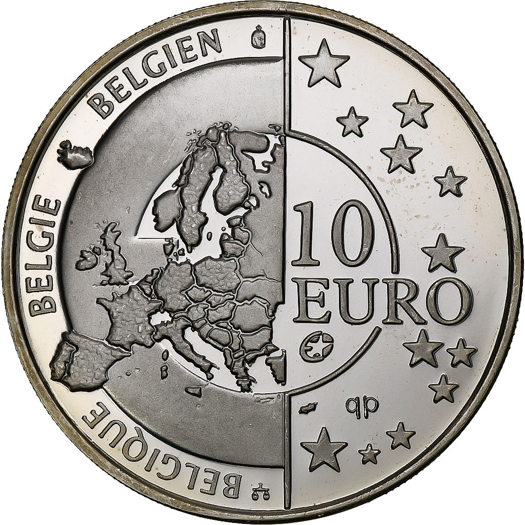 Belgium, 10 Euro, Peace in Europe, Proof, 2005, Brussels, Silver, 