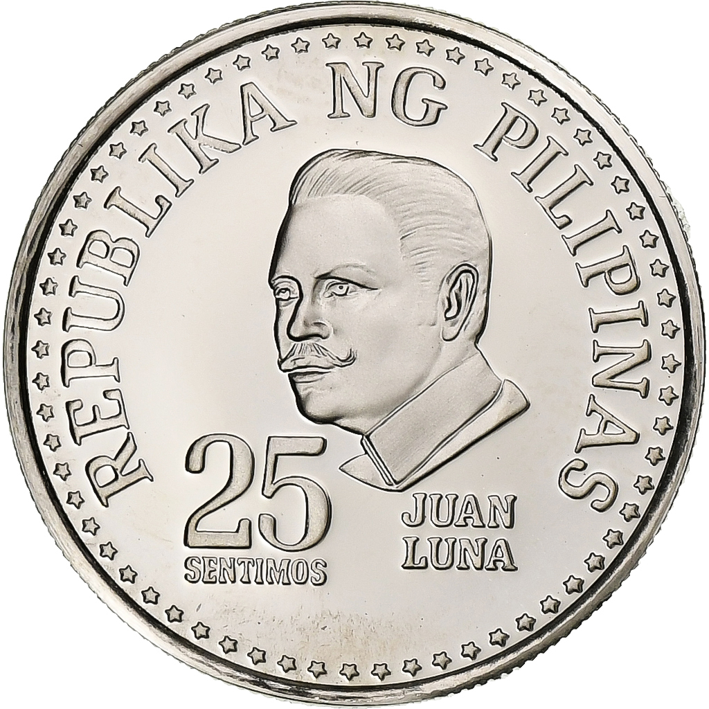 Philippines, 25 Sentimos, 1975, Franklin Mint, Proof, Copper-nickel, 