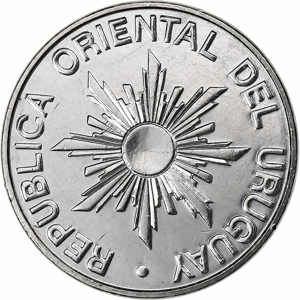 Uruguay, 5 Nuevo Pesos, 1989, Pessac, Stainless Steel, , KM:92