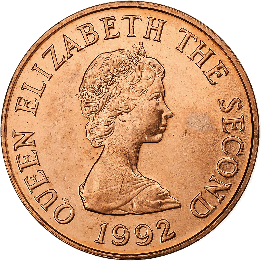 Jersey, Elizabeth II, 2 Pence, 1992, Copper Plated Steel, 