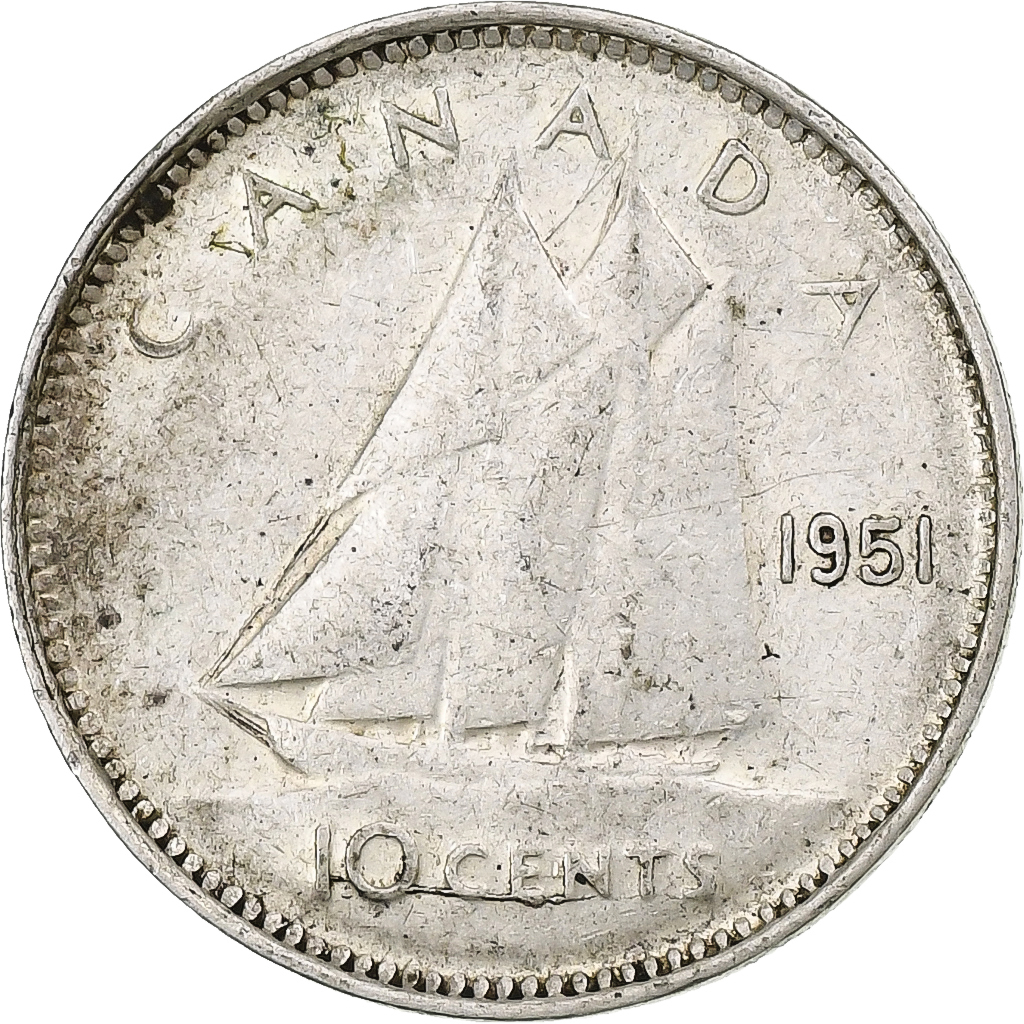 Canada, George VI, 10 Cents, 1951, Ottawa, Silver, , KM:34