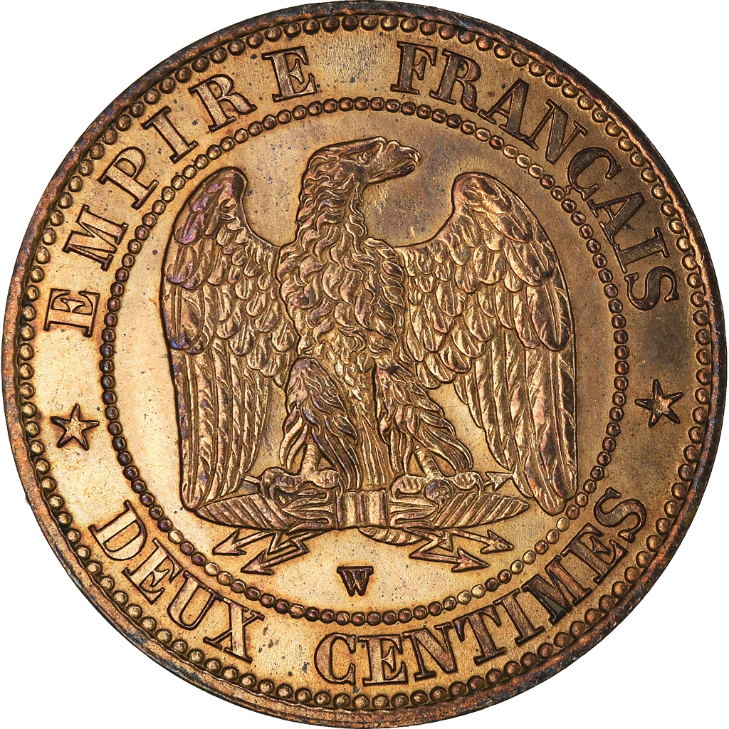 Coin, France, Napoleon III, 2 Centimes, 1857, Lille, , Bronze, KM:776.7