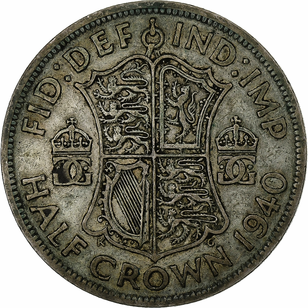 Great Britain, George VI, 1/2 Crown, 1940, British Royal Mint, Silver, 