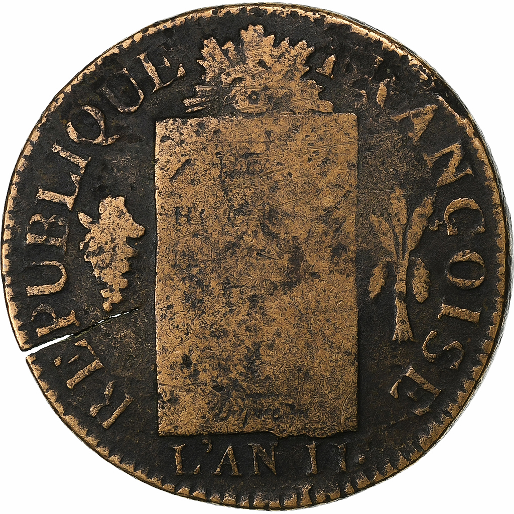 France, Sol à la balance Françoise, 1793 / AN II, Metz, Copper, 