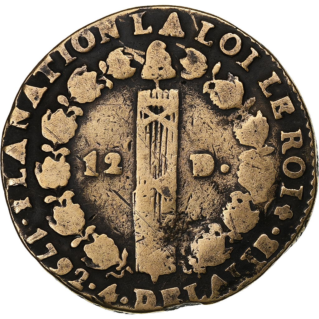 France, 12 deniers françois, 1792 / AN 4, Clermont-Ferrand, Copper, 