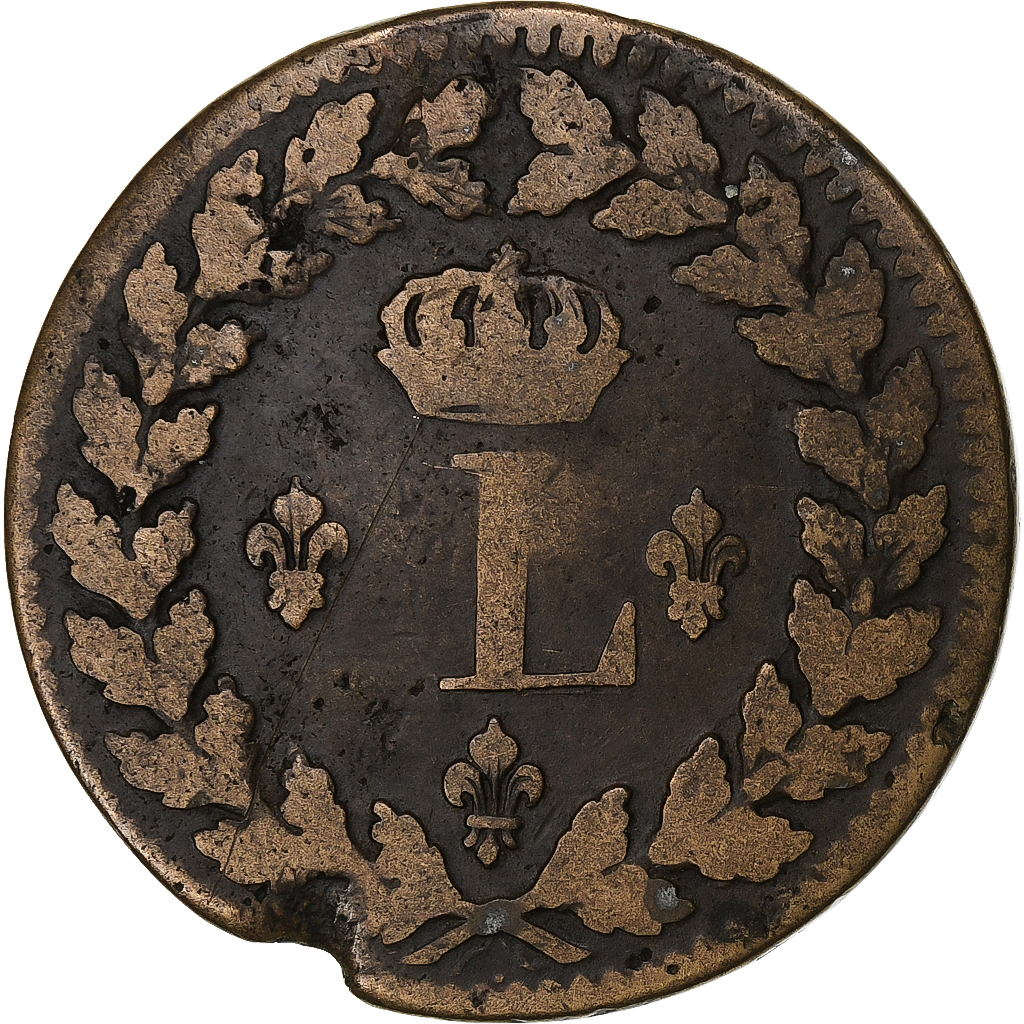 France, Louis XVIII, Decime, Dupré, 1815, Strasbourg, Copper, 