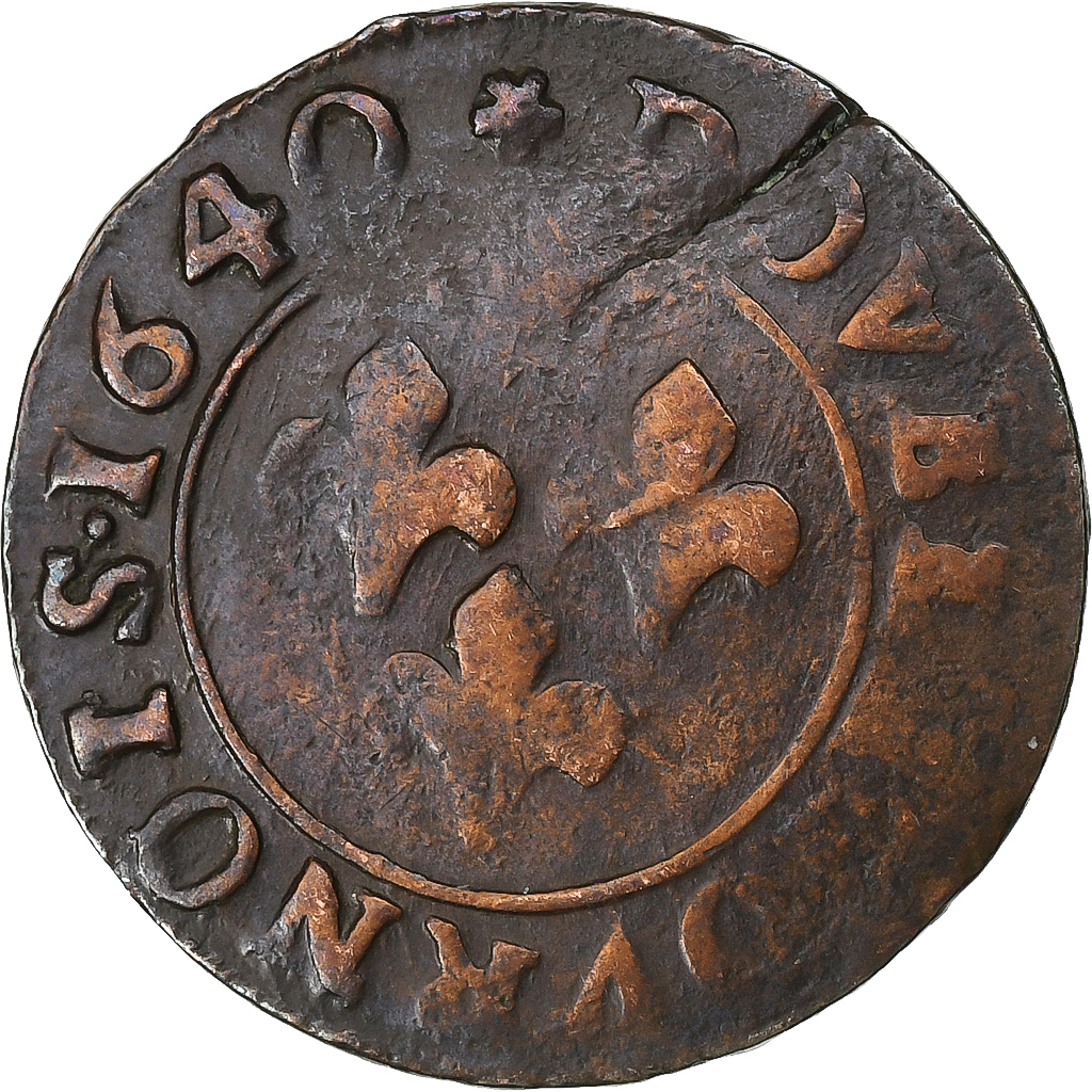 Principality of Orange, Double Tournois, 1640, Orange, Copper, 