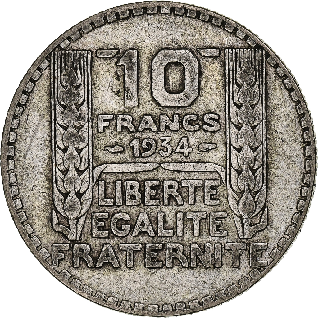 France, 10 Francs, Turin, 1934, Paris, Silver, 