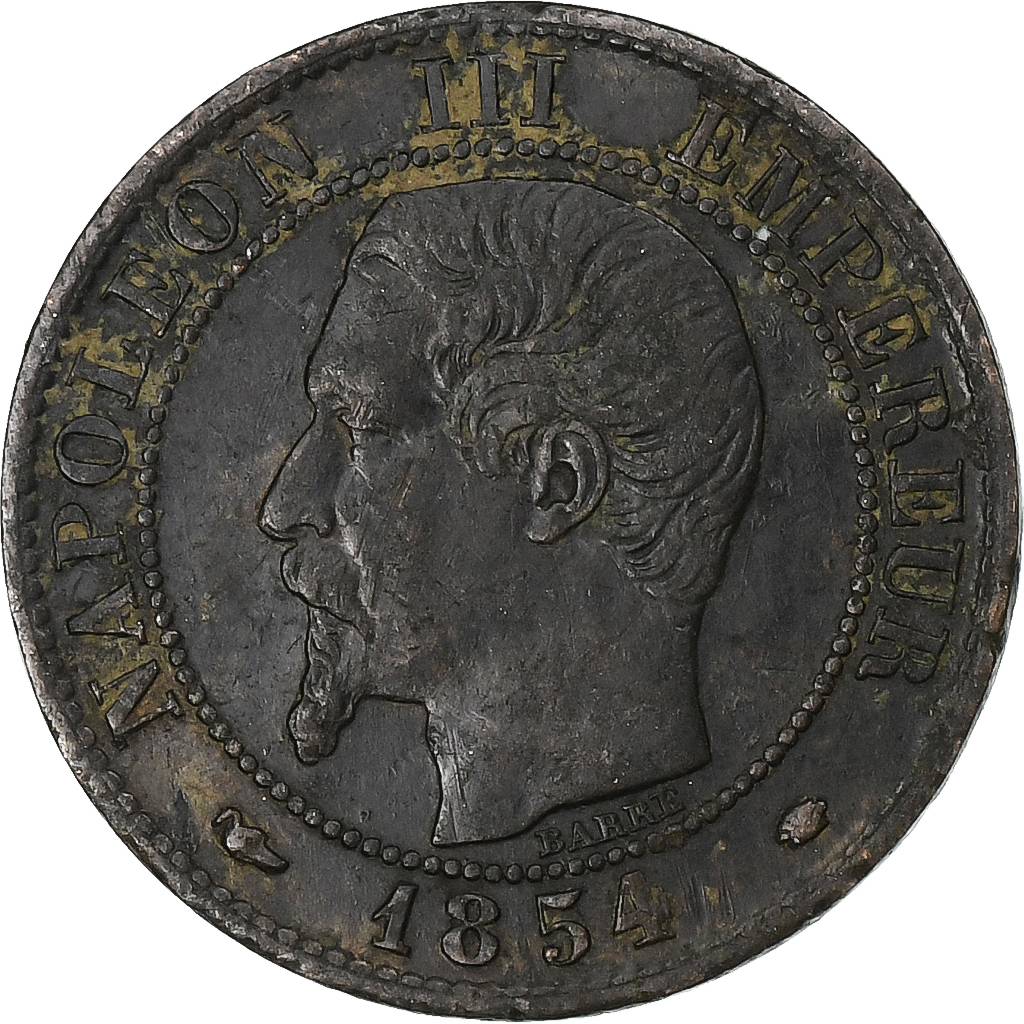 France, Napoleon III, Centime, 1854, Marseille, Silver, 